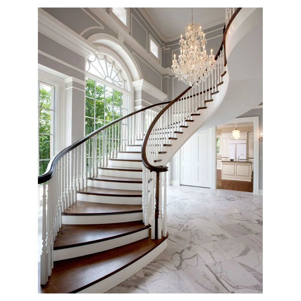 Popular Modern Steel Spiral Staircase Design Wood Marble Stairs Metal Curved Staircase