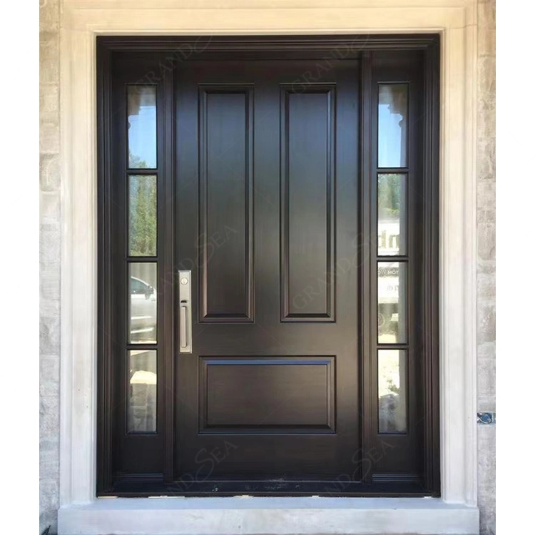 Luxury Mahogany Wood Entry Doors Solid Wood Glass Outside Door From Foshan Factory