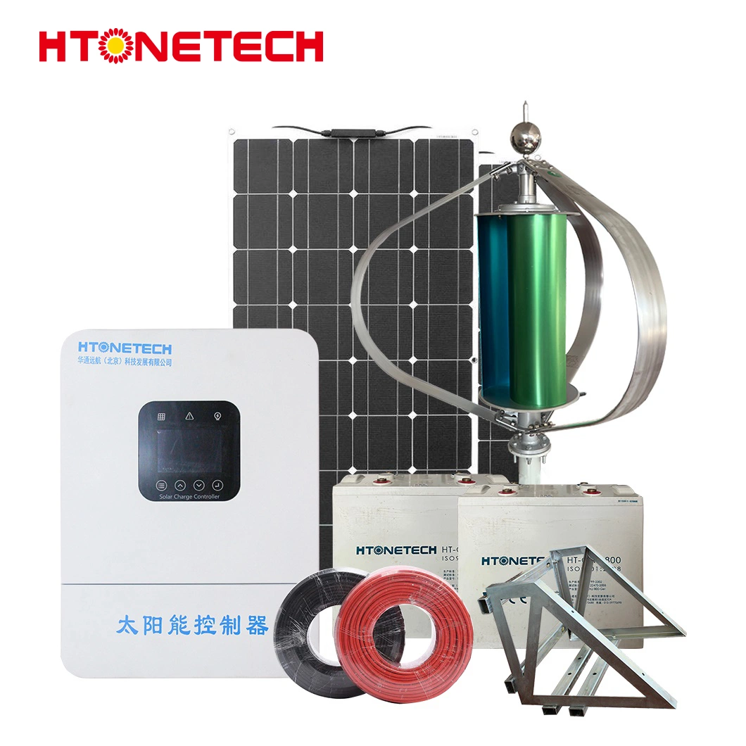 Htonetech 16W Panneau Solaire Mono Usine Solaire Éolien et Hydroélectrique Chine Système d'Énergie Éolienne Domestique avec Générateur d'Énergie Éolienne 1kw