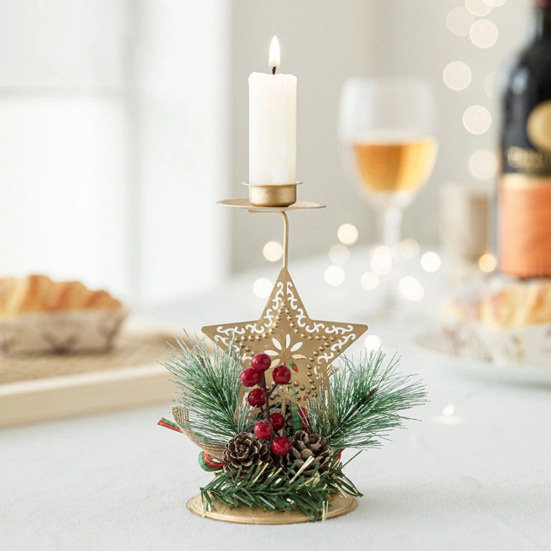 Classic Christmas Gold Iron Candlestick Window Tabletop Decoration Christmas Festive Decoration