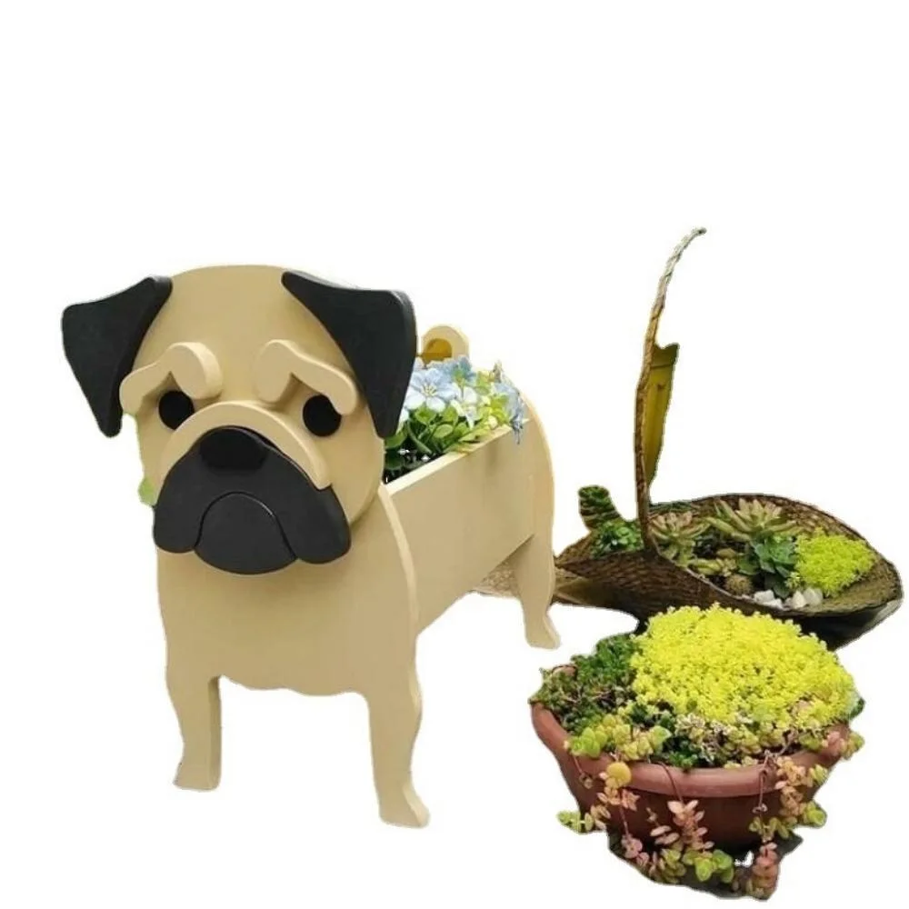 Maceta de madera con forma de perro maceta de plantadora de animales Succulent decoración Ci22036