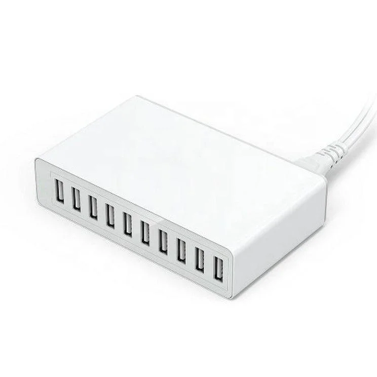 High quality portable 10A 50W 10 USB ports fast charging wall charger desktop station HUB travel USB adapter