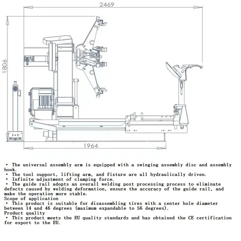 Fostar CF Certification Customized Semi-Automatic 14 to 62 Inchn Truck Tyre Changing Machine