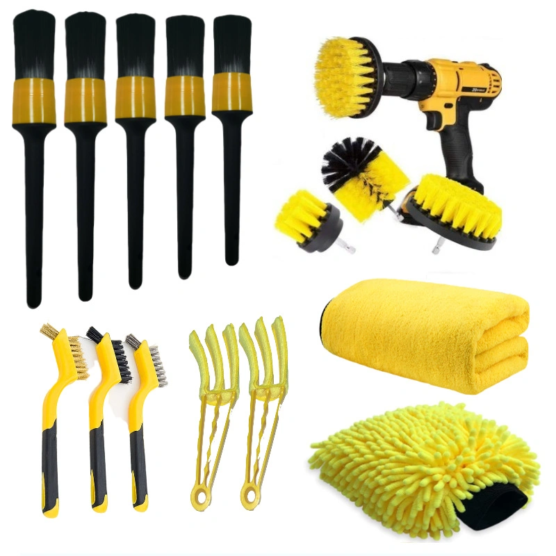 15PCS Car Detailing Brush Set Car Cleaning Kit for Wheels Engine Console Dashboard Air Vent Leather(Detail Brushes Wheel Brush