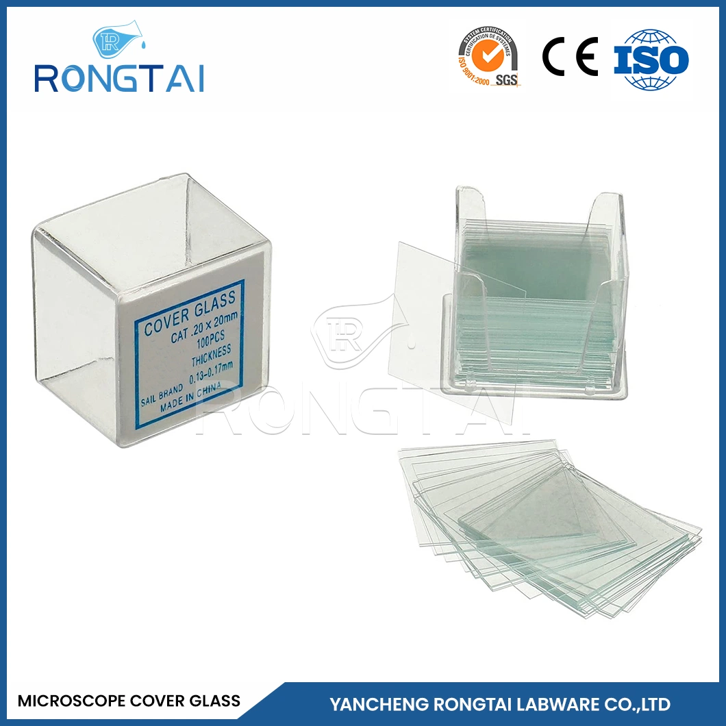 Rongtai Microscope Cover Glass Coverslips Cover Slips Factory Lab Slide Price China 24X24mm Biological Laboratory Glass Slide