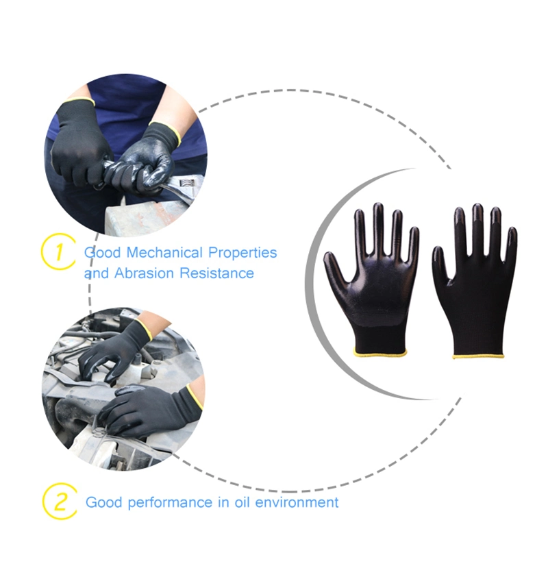 Non-Disposable Xingyu/OEM / ODM Shandong, Chine Étoffes de bonneterie industrielle La sécurité au travail de la construction de la fabrication de gants en nitrile