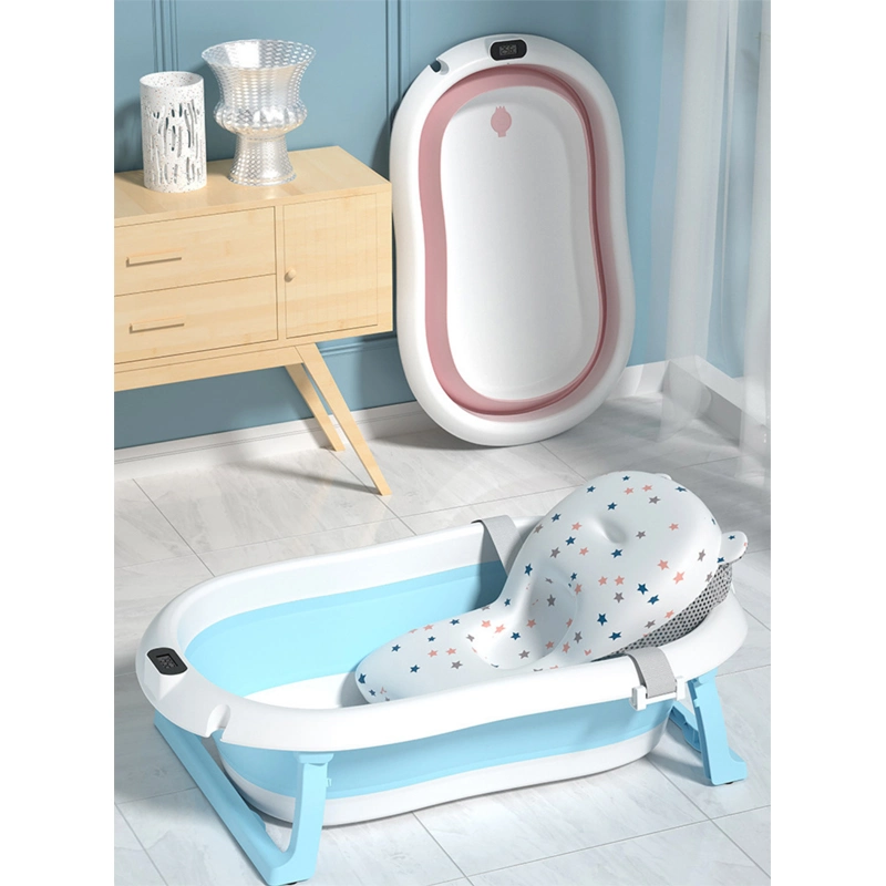 Portable Children&prime; S Bath Basin Silicone Foldable Stored and Save Space Baby Bath Basin Baby Bathtub