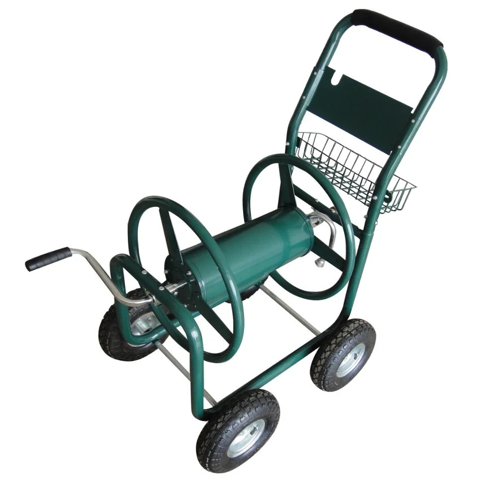 Heavy Duty Garden Hose Reel Cart for Water Garden with Basket