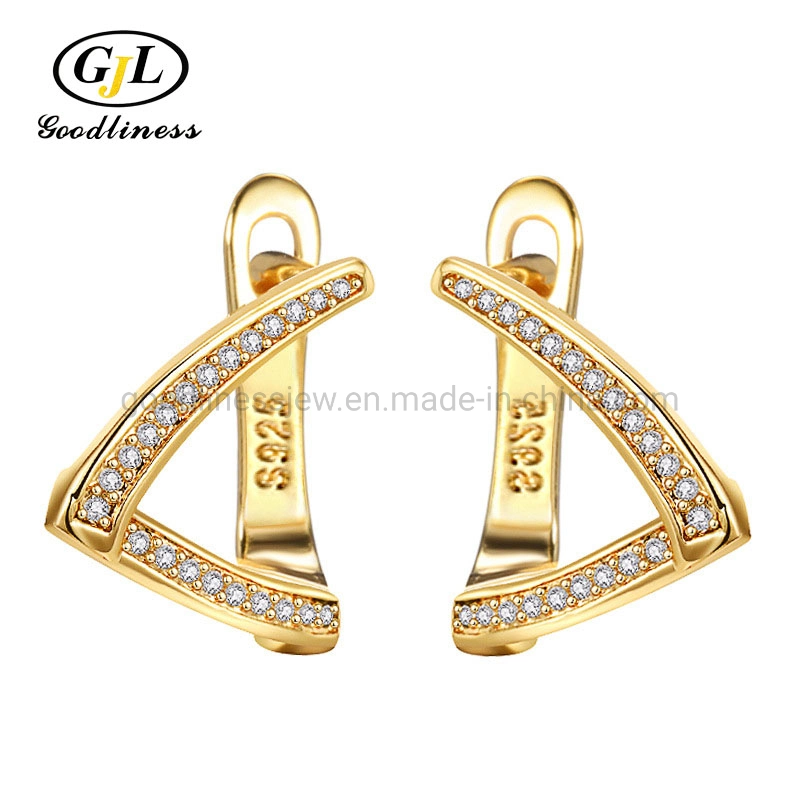 Edición Coreana Moda Geometric fila en forma de V de Diamante Pendientes Joyería