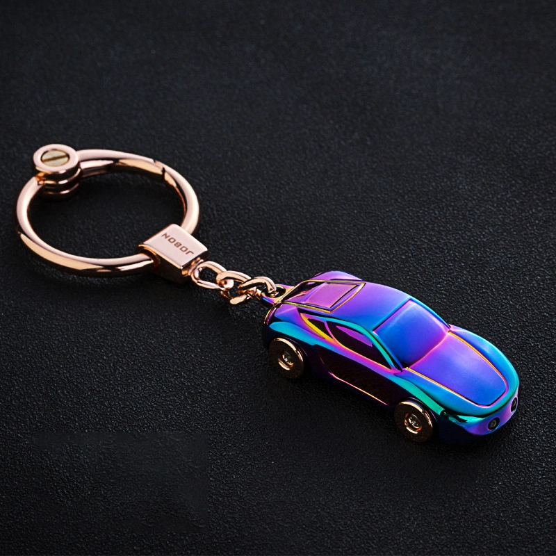 Commerce de gros logo personnalisé Accessoires de chaîne de clé avec LED boîte cadeau trousseau de métal de voiture en 3D