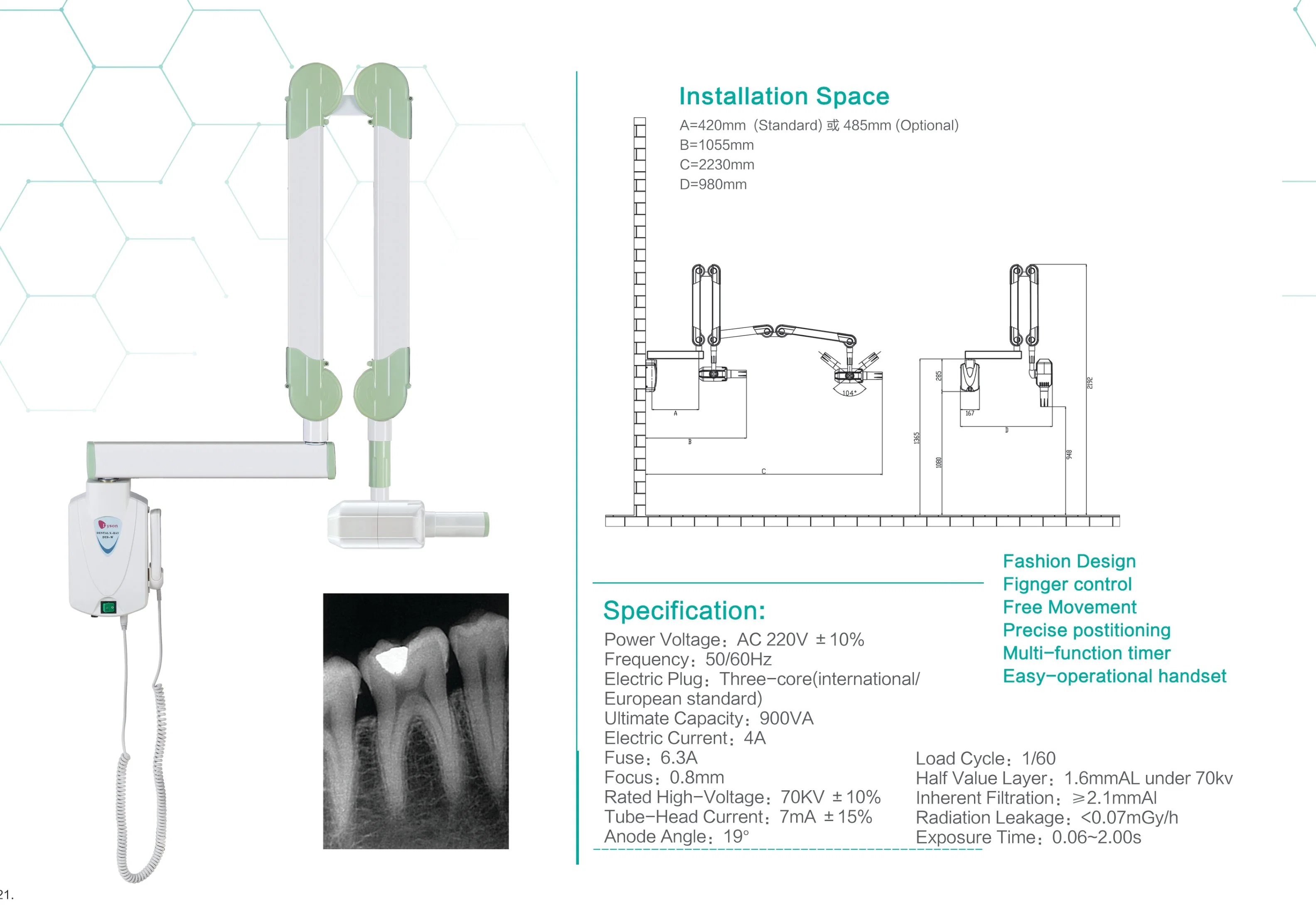 Good Price Wall Mounted Dental X Ray Machine Unit