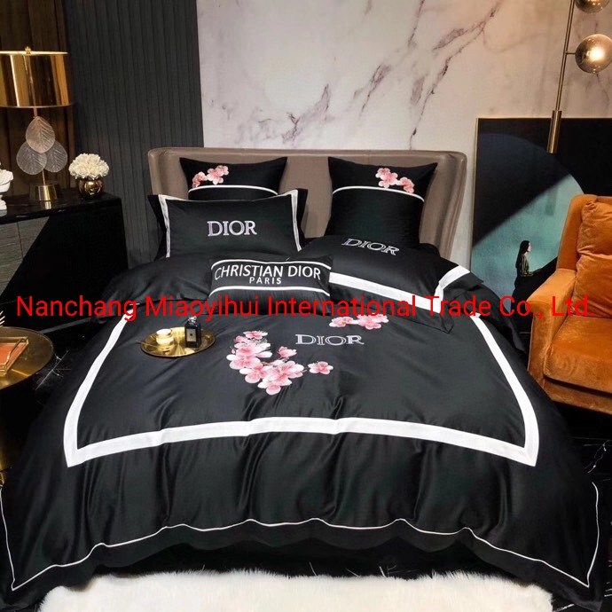 Wholesale/Supplier Market 4PCS 100% Cotton Printing Bedding Set Luxury Handbag Fashion Shoulder Bags Brand L''v Designer Duvet Cover Set Hotel Bedding Set