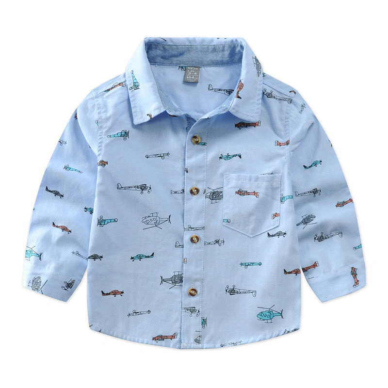 Children's Spring and Autumn Shirt Long-Sleeved Pattern Boys Baby Shirt Cartoon Small and Medium Children's Tops