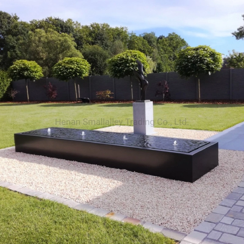 Metal Garden Fountains Powder Coated Steel Water Feature Table in Dark Grey