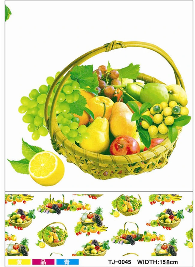 New Designed Friendly LFGB Spunlace Backing PVC Printed Tablecloth with Fruit