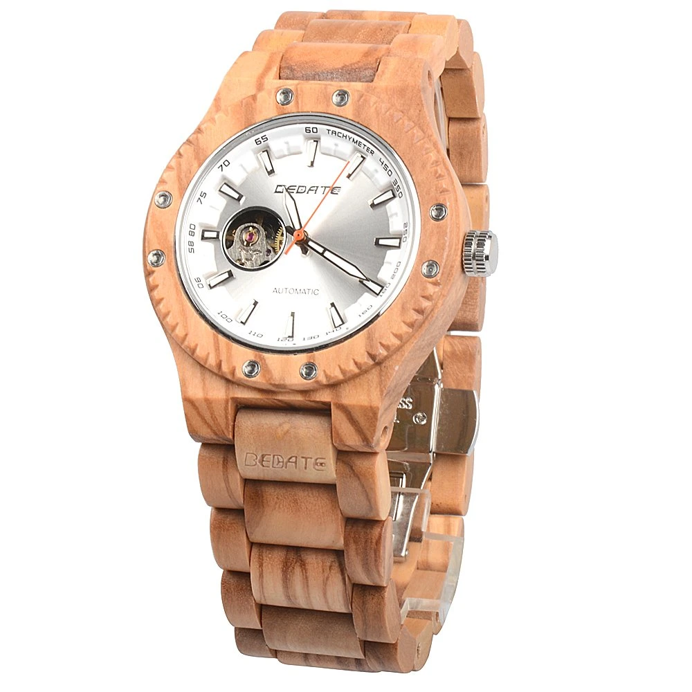 Wooden Mechanical Wrist Watch with Box for Mens and Ladies Custom Watch for Women