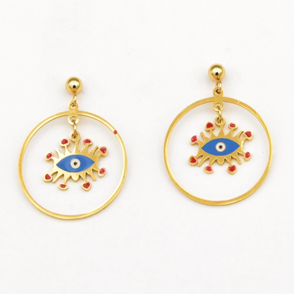 Factory Customized Fashion Eardrop Turkish Evil Eyes Earrings for Girls