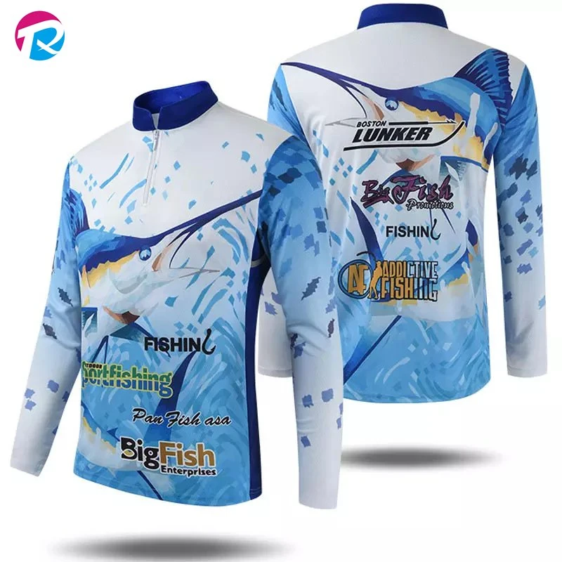 Commerce de gros de l'usure de la pêche personnalisés Sublimation UV Protection UPF 50 Long Sleeve Hoodies chemise Sun Vêtements de protection de la pêche