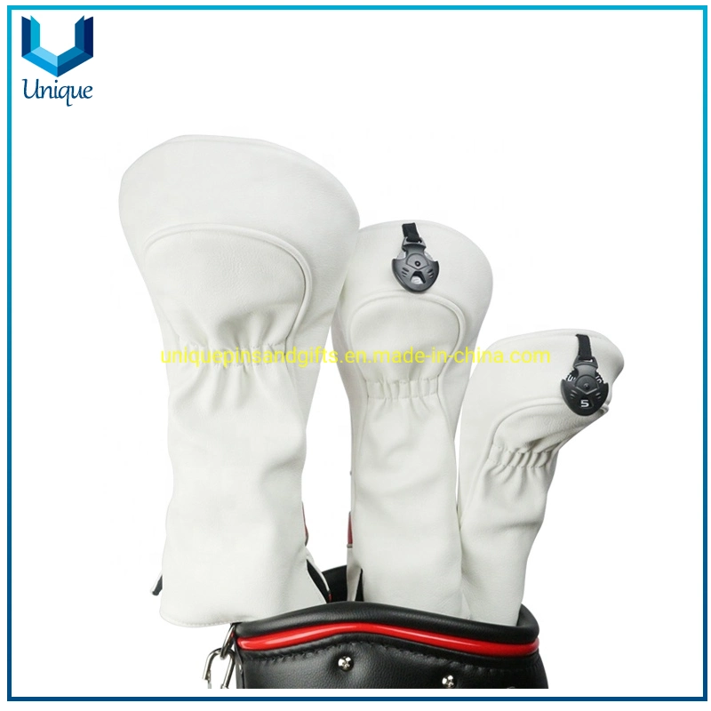 OEM Parcours de golf de haute qualité broderie logo couvre la tête du pilote 1 3 5 Fairway Woods Headcovers long cou couvre la tête en cuir synthétique