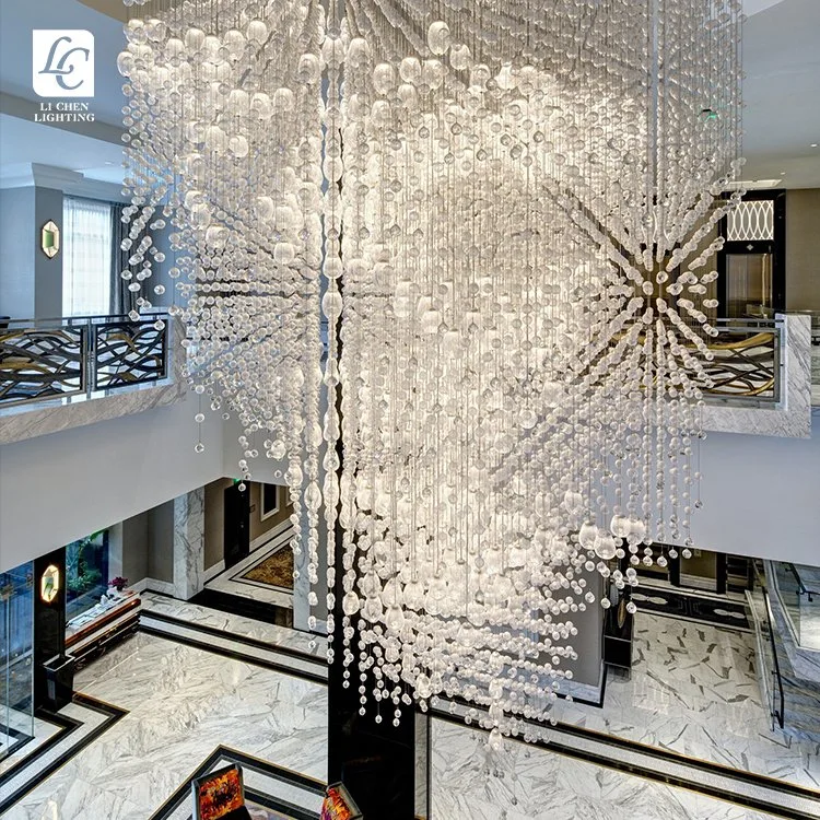 Waterfall Lighting Hall Hotel Large Project Chandelier Custom