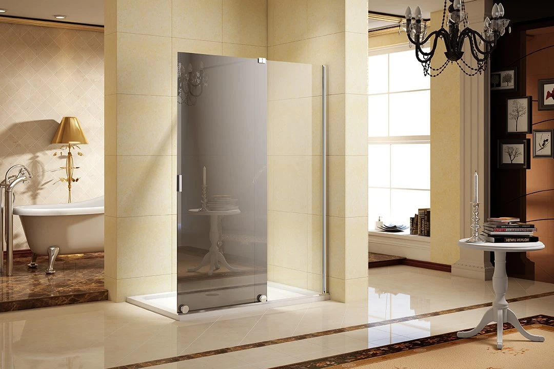 8mm Tempered Glass Wet-Room Shower Door as Full-Length Bathroom Mirror