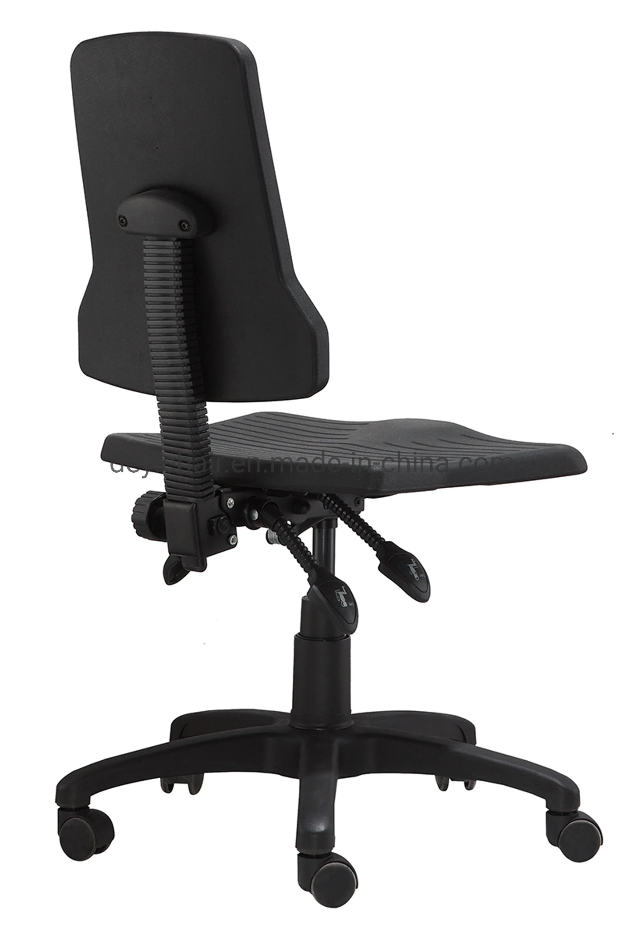 Mould PU Seat and Back Chrome Footing Optional Black Gaslift Nylon Base with Foot Pad Industrial Chair