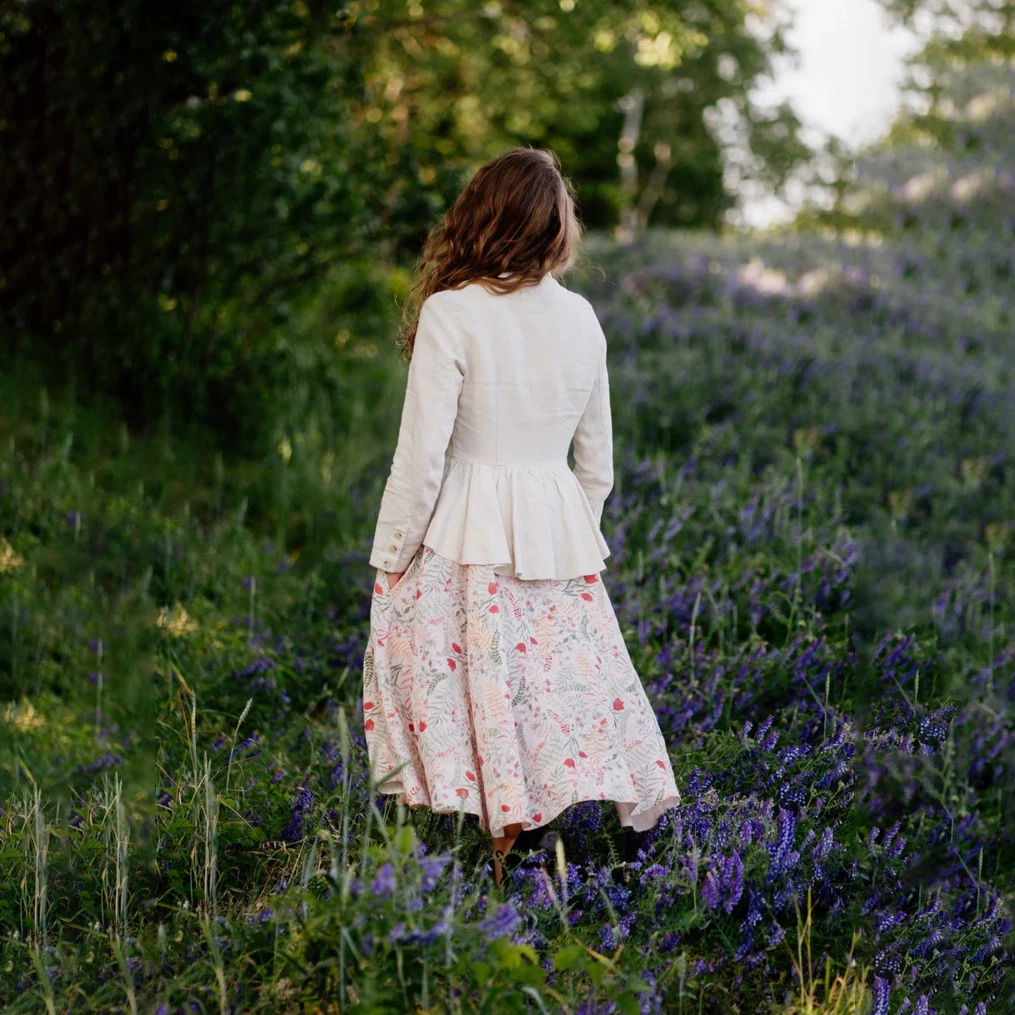 Custom Bulk Floral Print MIDI Two High Waisted Casual Women's Skirts