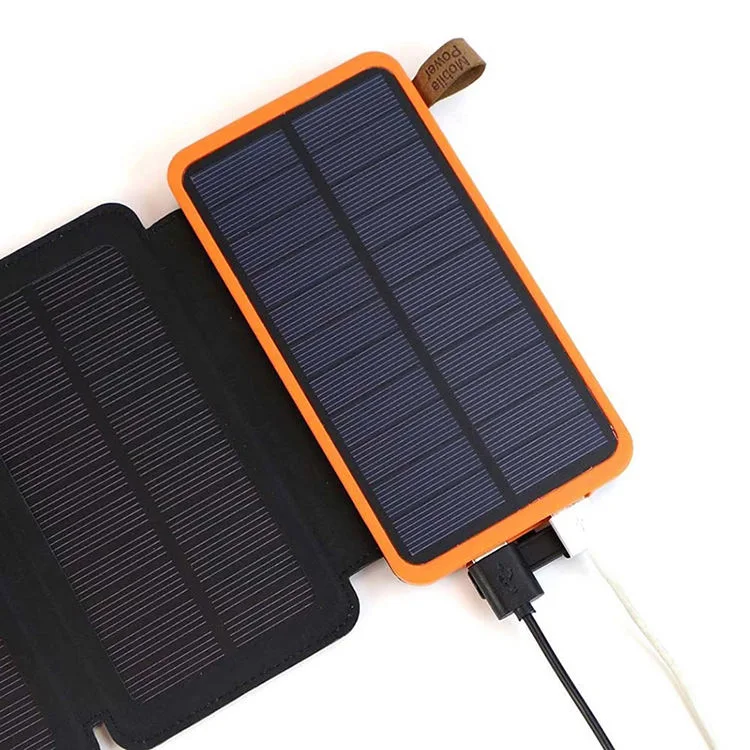 شاحن محمول مقاوم للمياه، مجموعة الطاقة الشمسية، 10000 مللي أمبير/ساعة ضوء فلاش مزدوج شاحن هاتف محمول يعمل بالطاقة الشمسية USB لمخيّم