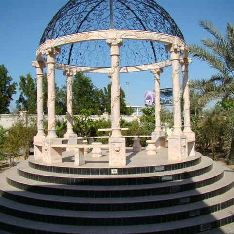 Natural Stone Carved White Marble Column Gazebo for Sale