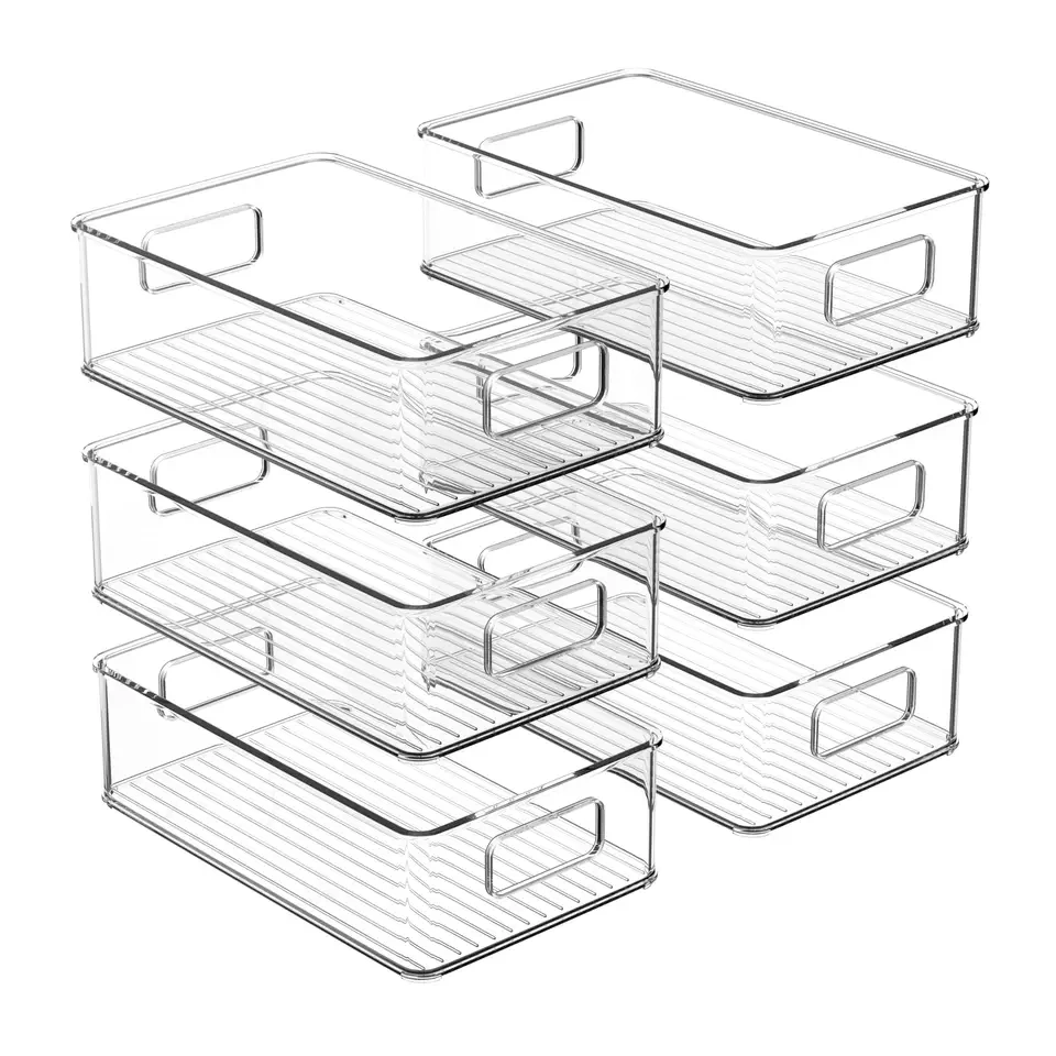 Contenedor de caja de recipiente para organizador de almacenamiento acrílico transparente para el hogar para aperitivos Y libros