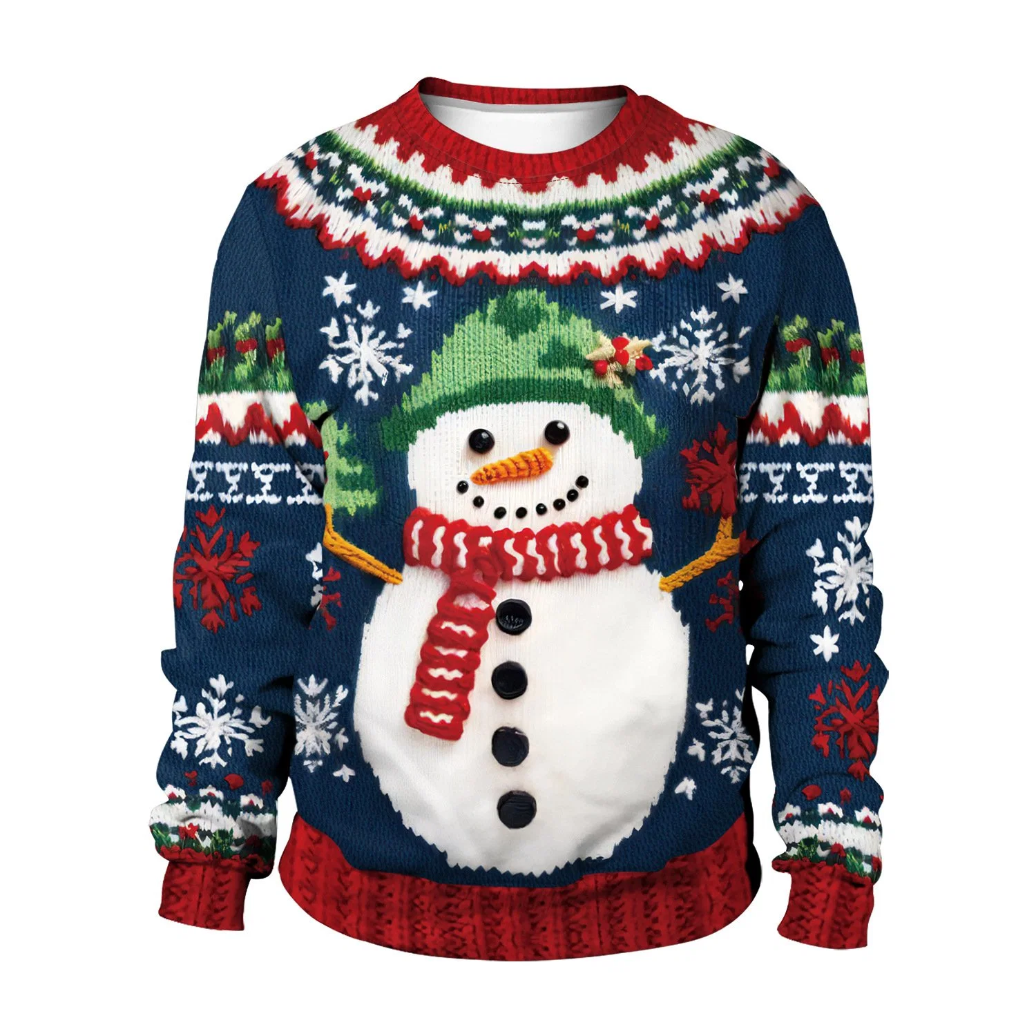 Autumn and Winter Christmas Street 3D Santa Claus Sweater for Men and Women Couple Costume Loose Style Knitwear Sweater