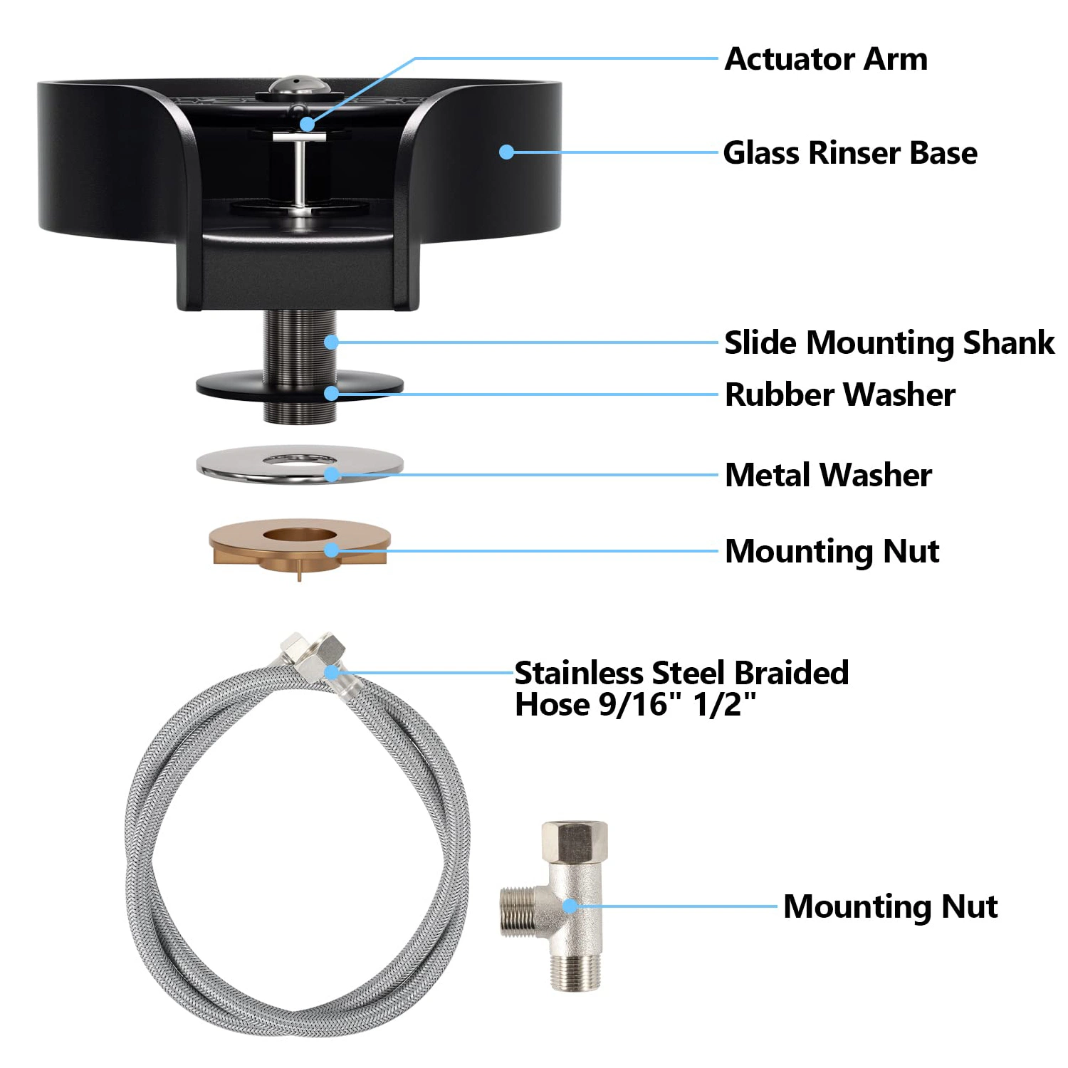 Hochdruckreiniger für automatische Tasse Home Bar Counter, Glasreiniger für Tasse Flasche Waschreiniger für Küche, Spülbecken Tasse Rinser