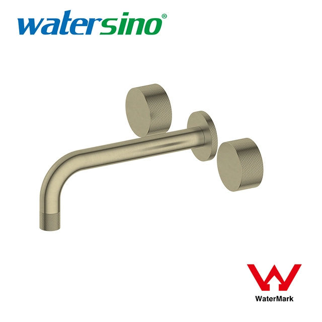 Watermark Full Solid Brass Brushed Knurled Round 5 Holes Shower Bath Basin Mixer Tap