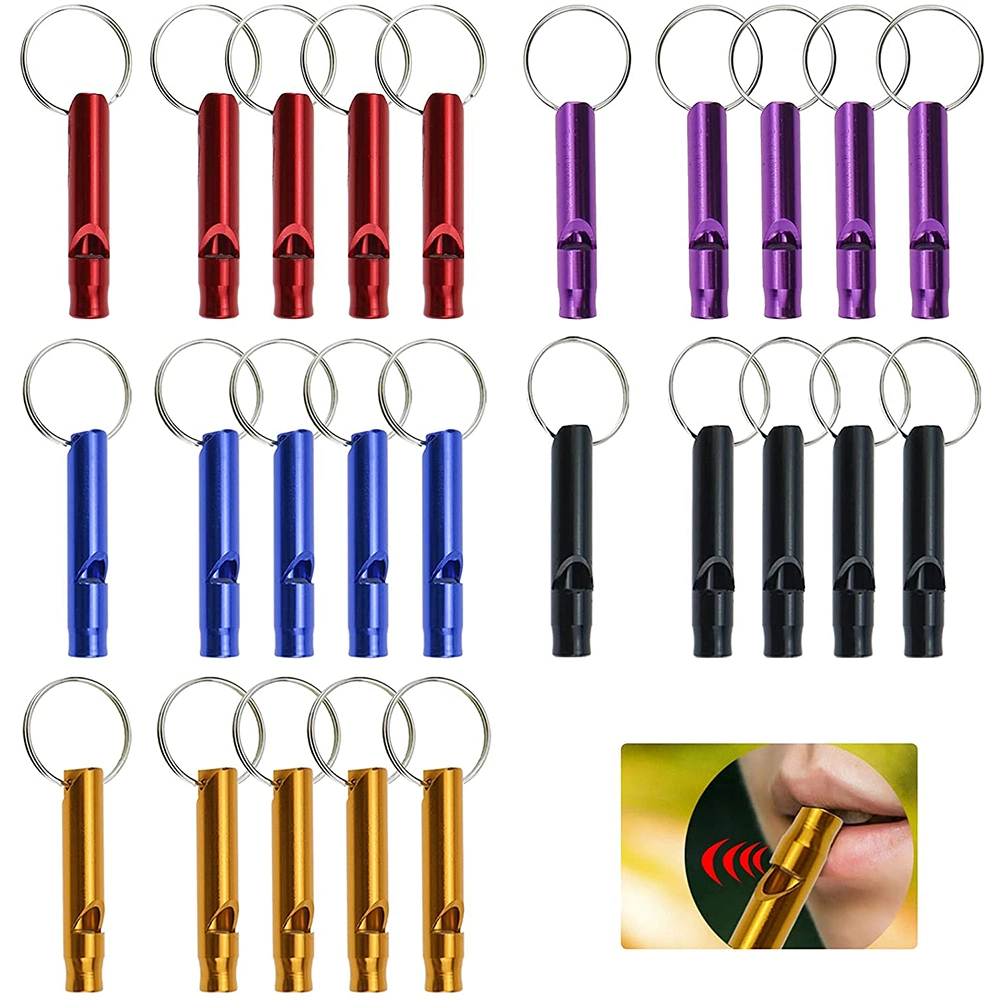 New Arrival Customized Outdoor Self Defense Survival Emerfency Tools Metal Whistle Keychain