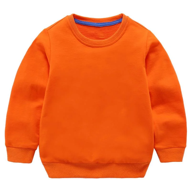 Wholesale/Supplier 100% Cotton Boys and Girls Solid Color O-Neck Sweatshirts Plain Hoodies Kids Pullover