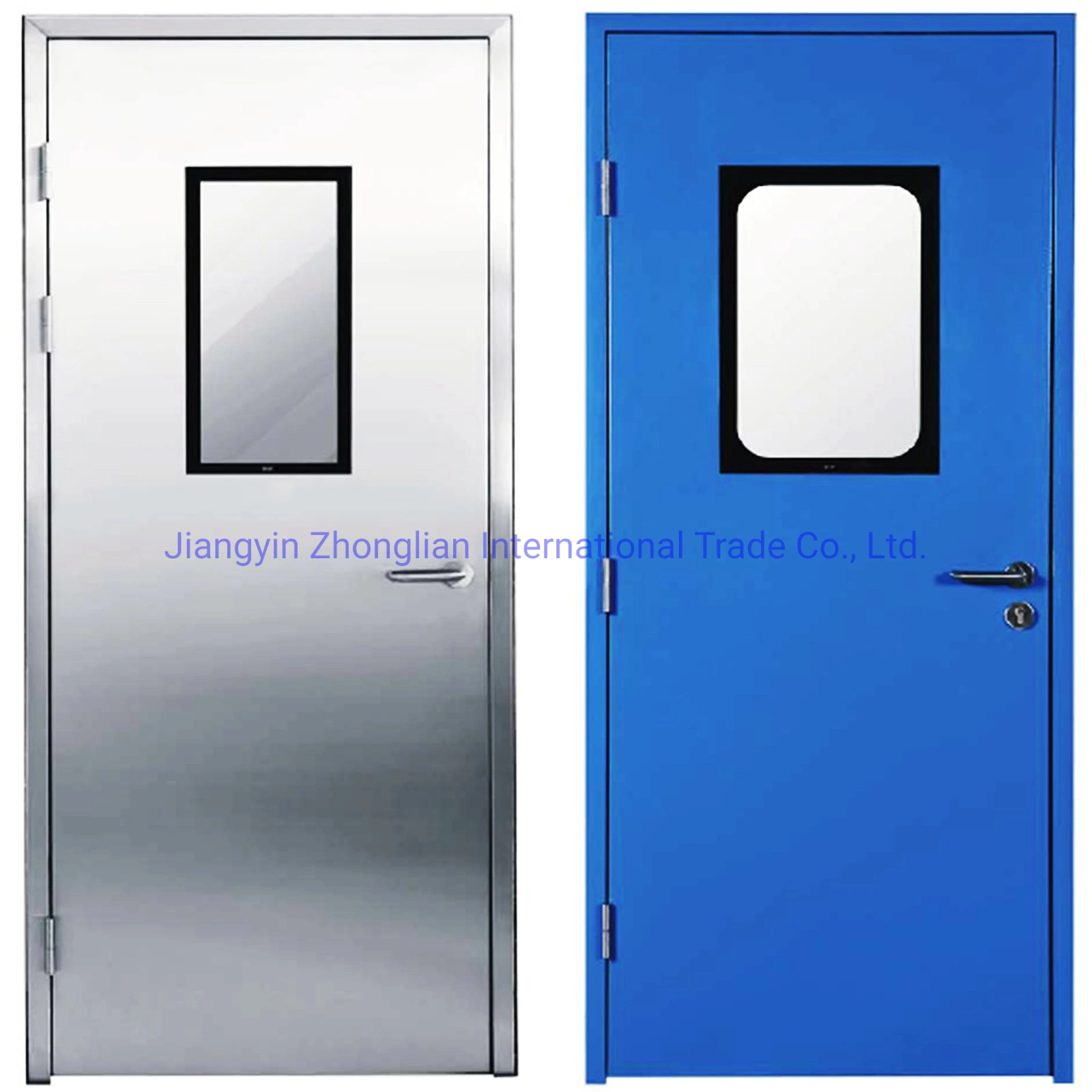 Cleanroom Hospital Door Skin Flush Door with Visual Glass Design, Crafted Laminated Flush Medical Doors