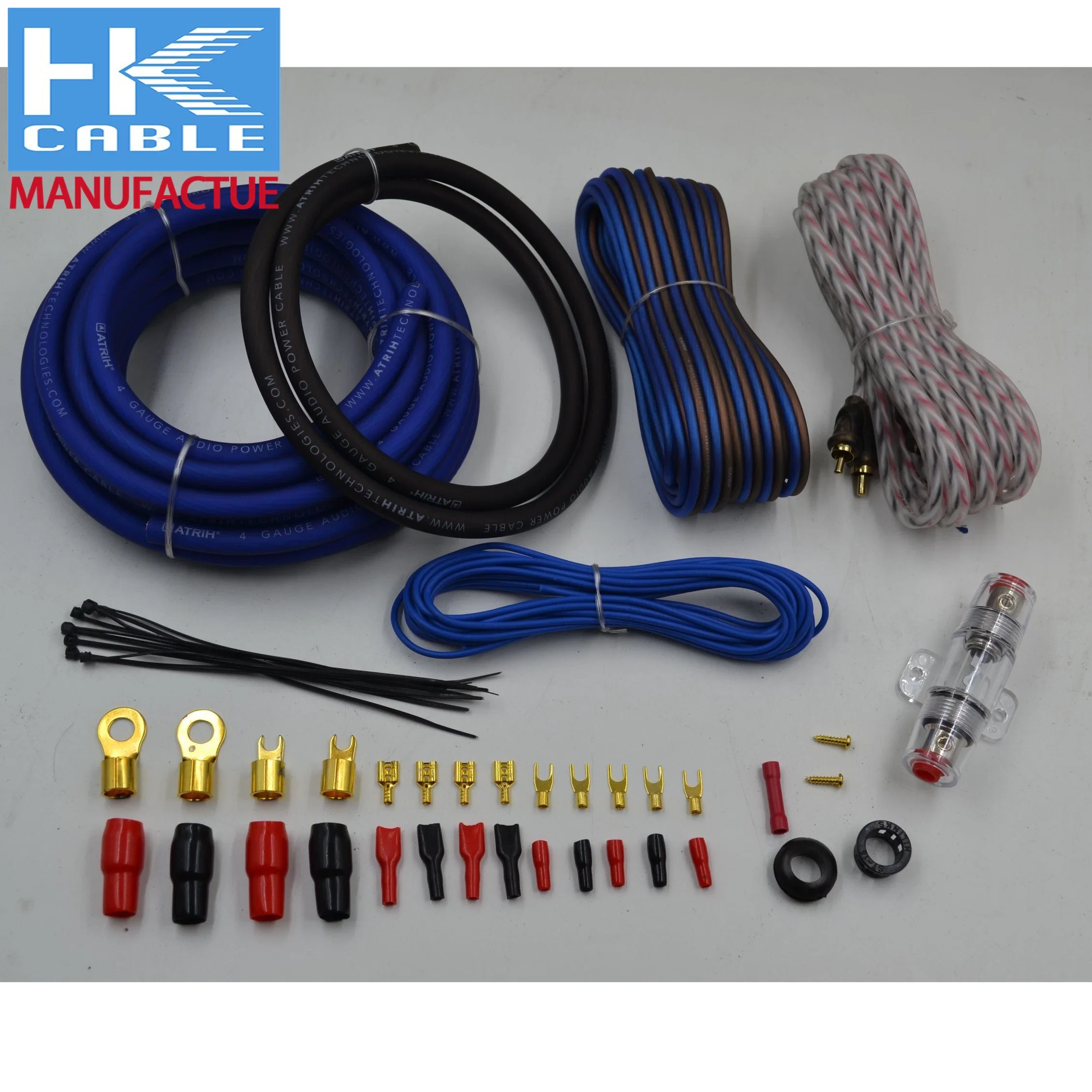 Venda China fábrica produção chegada 0AWG Kit de cabo de áudio para carro Kit de cabos do amplificador para automóvel Kit de cabo do amplificador rígido