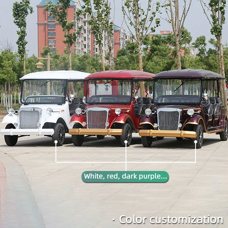 China Factory 80-100km batería de plomo ácido de largo kilometraje 4kw Motor Super Carga 11 asientos autobús turístico eléctrico de visita turística coches baratos Vintage