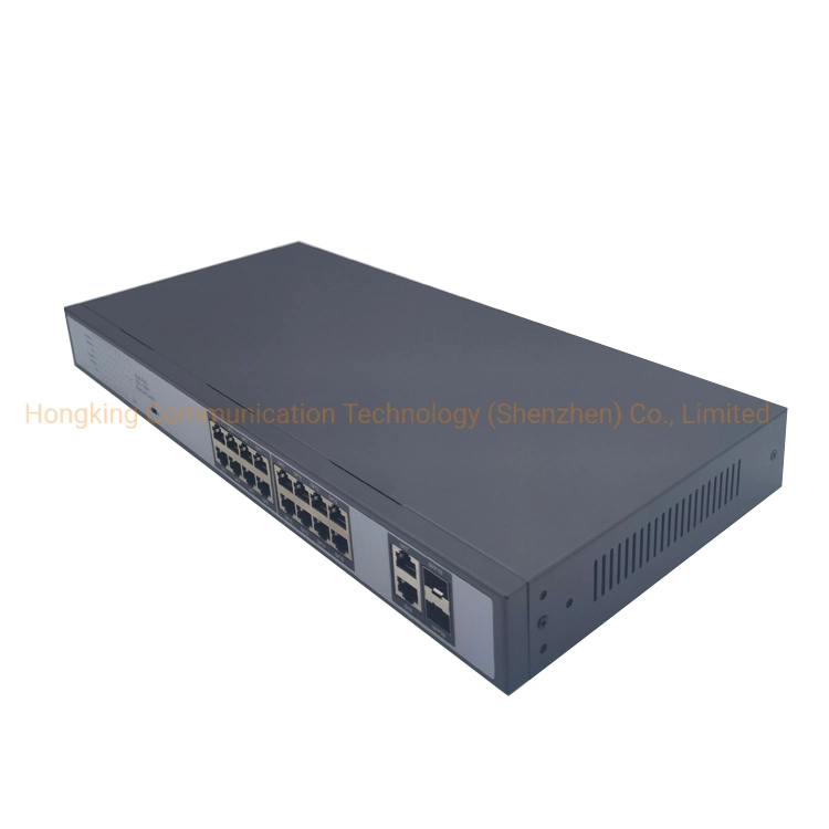 48V Poe Switch 20 Ports Gigabit Uplink 2 Optical 18 Electric Poe IEEE 802.3 Af/at for IP Camera CCTV Security Camera System Network Wireless