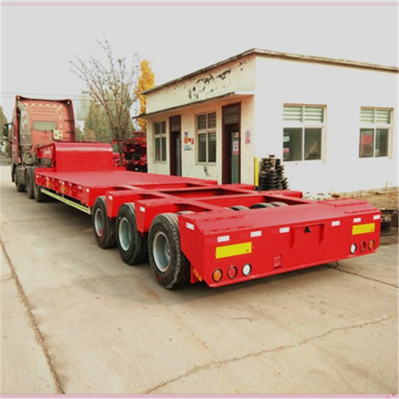 Domi 40FT Low Platform Flatbed Trailer 3 Axle 60ton 80 Tons Lowboy Loader Lowbed Low Bed Truck Semi Trailer