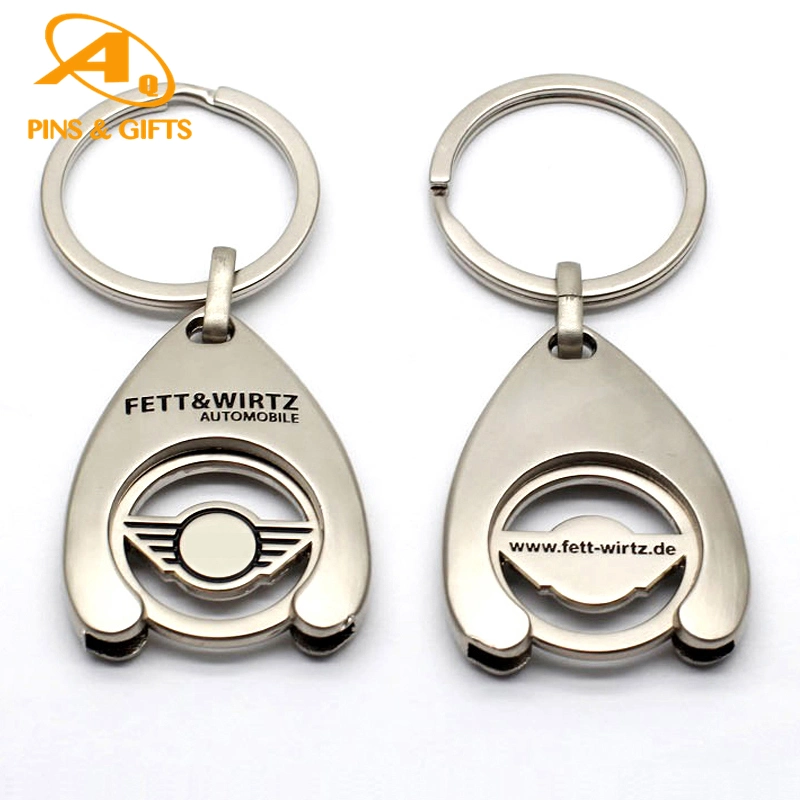 Made in China Custom Caddy Metal Token Gold Enamel Trolley Logo Silver Plating Animal Bull Spain Souvenir Keychain for Gift Coin Keyring