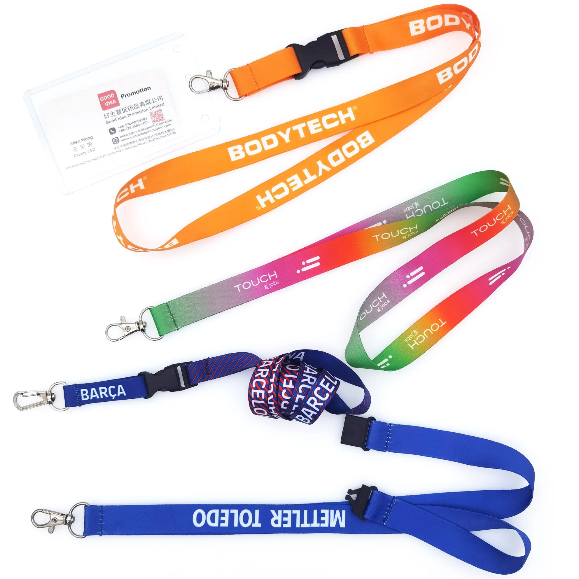 Promotional Gift Customized Logo Poylester School Football Gym ID Card Holder Digital Full Color Dye Sublimation Silk Screen Printing Exhibition Events Lanyard