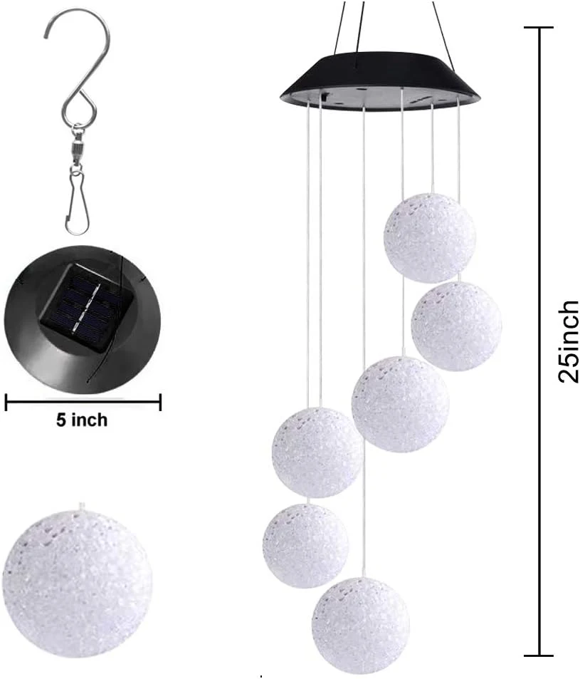 Alitamei Color Changing Crystal Ball LED Light Solar Powered Wind Chime Waterproof Hanging Solar Mobile Lamp for Patio Yard Garden Home Decoration