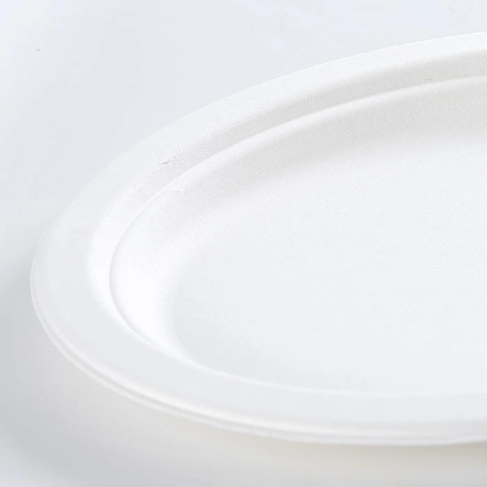 Hot Sale 12.5" X 10" Biodegradable Party Tableware Bagasse Sugarcane Pulp Disposable Eco-Friendly Oval Plate for Cake and Food