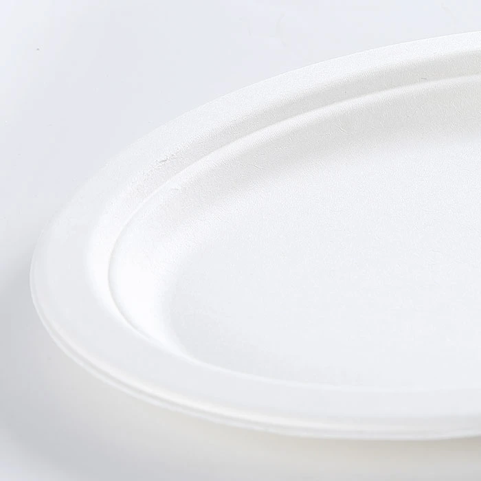 Hot Sale 12.5"X 10" de açúcar de bagaço de mesa de festa biodegradável Pasta de papel descartável placa oval ecológica para bolo e comida