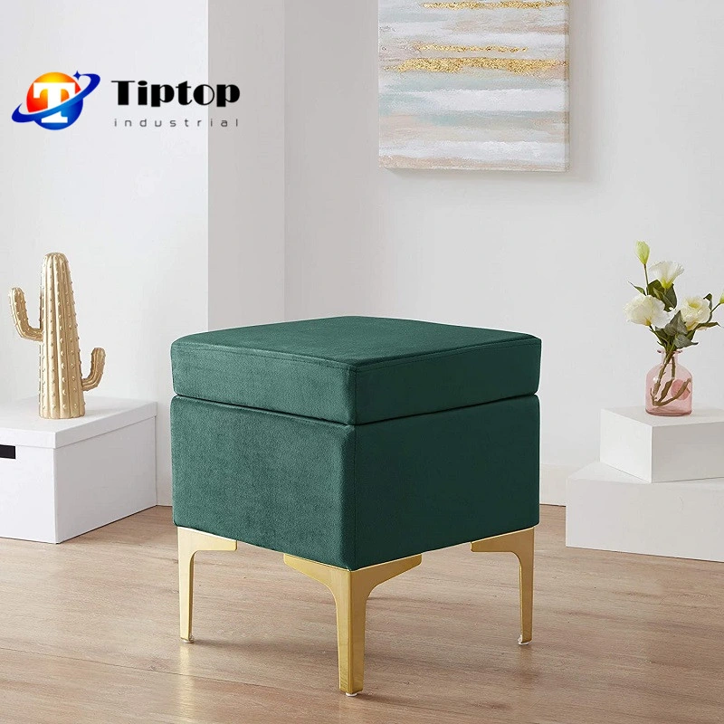 Edelstahl Hotel Wohnzimmer Schlafzimmer Möbel Pouf Ottoman Velvet Fußhocker