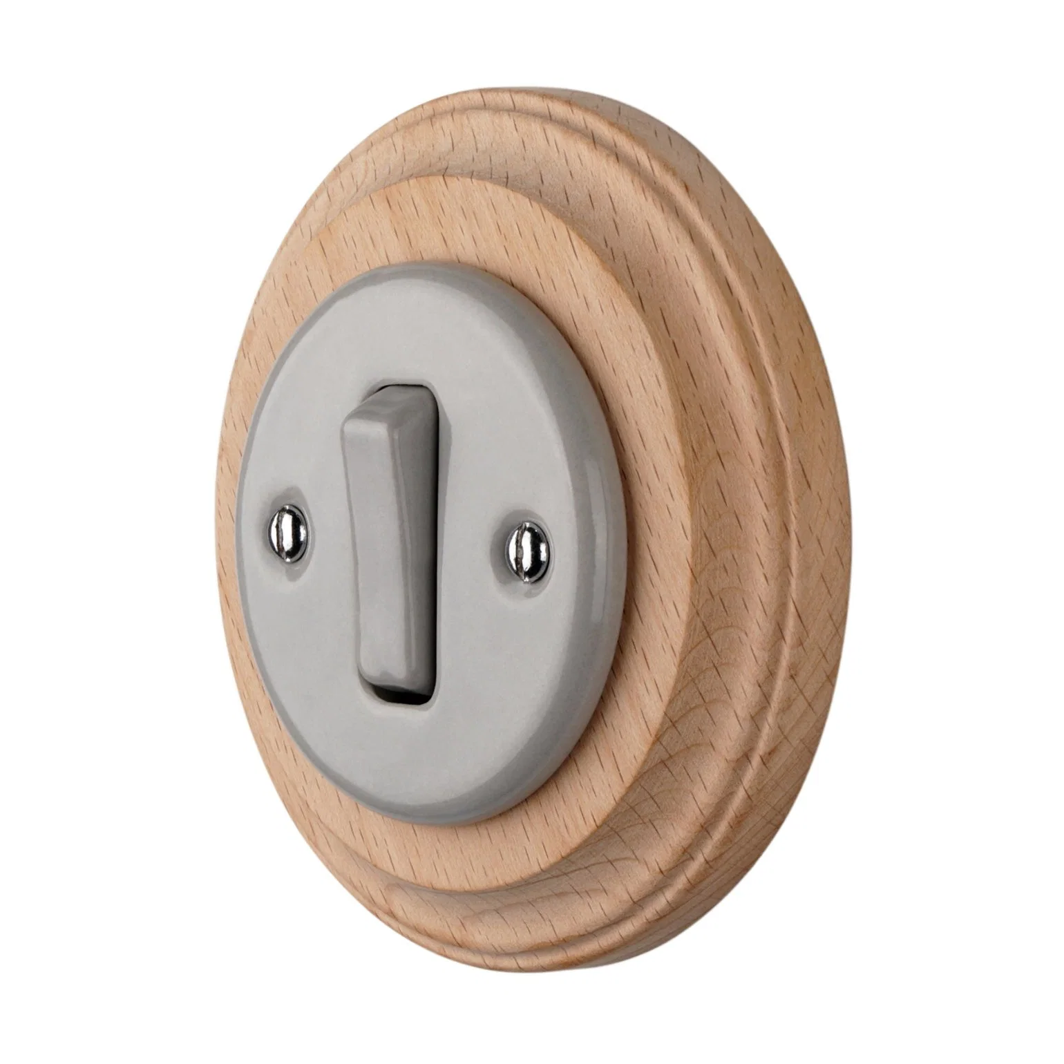 Porcelain Classic Wall Rocker Switch for Flush Mounted with Wooden Base