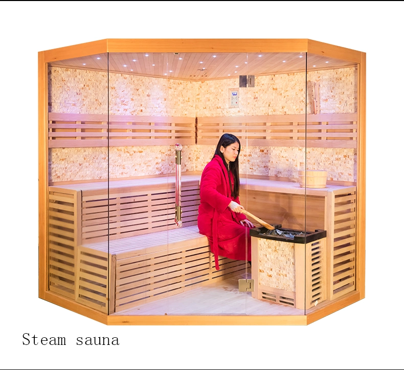 New Design Dry Steam Sauna Room Indoor Wood Sauna with Glass Door for Sale