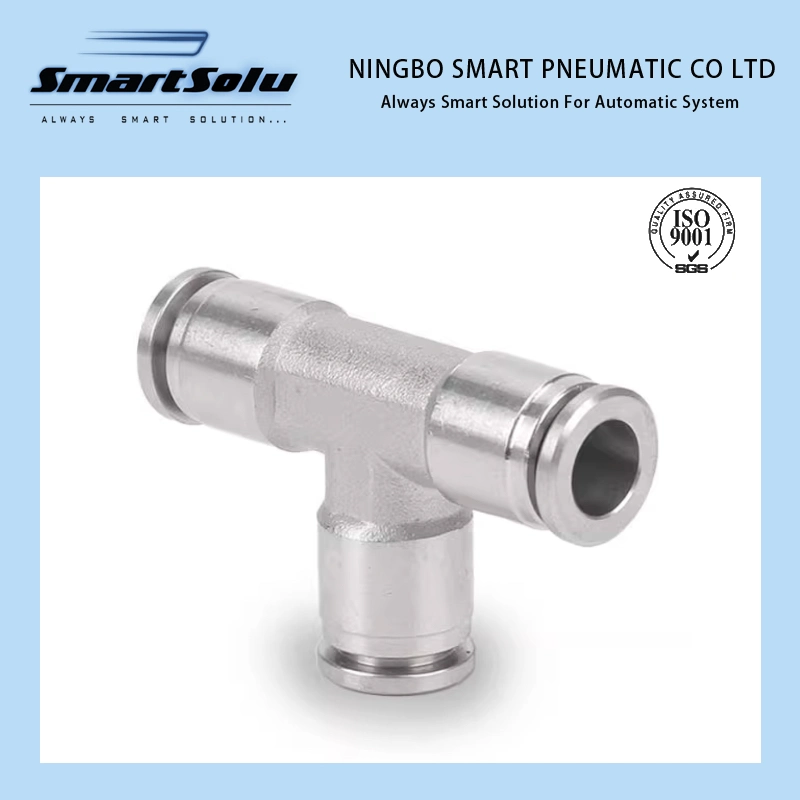 Tkc-PE-G Nickel Plated Brass Tee Pneumatic Quick Connect Fitting for PU Tube with O-Ring