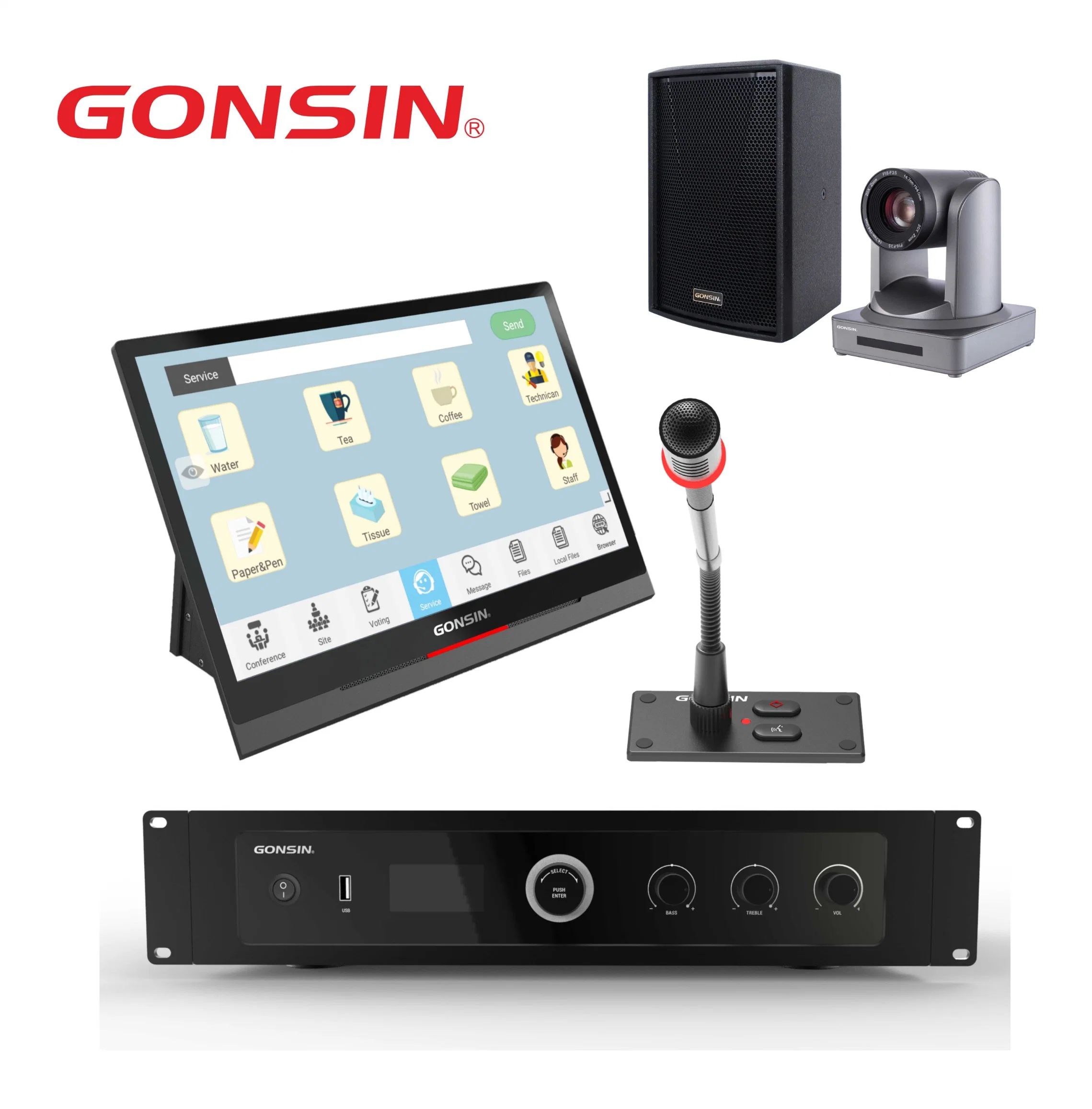 Digital Desktop LCD Touch Screen Paperless Conference System with Microphones